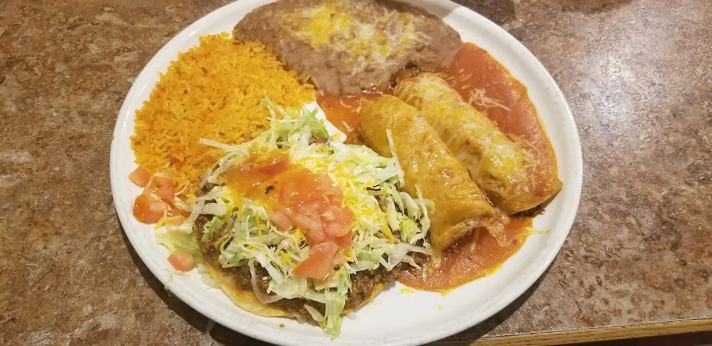Enchilada with Rice and Beans